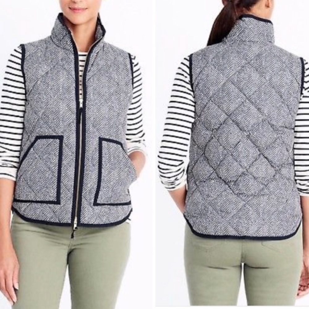 J. Crew Excursion Quilted Down Herringbone Vest S - image 1